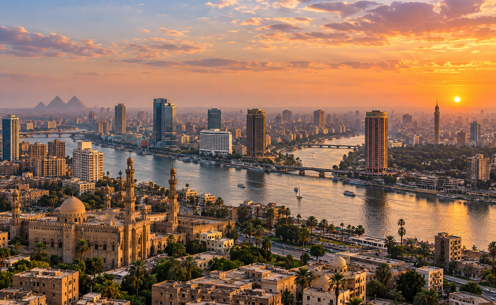 Business district skyline in Cairo, Egypt